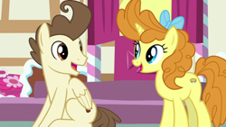 Size: 1920x1080 | Tagged: safe, imported from derpibooru, screencap, pound cake, pumpkin cake, pegasus, pony, unicorn, the last problem, adult, brother and sister, cake twins, duo, female, looking at each other, male, mare, older, older pound cake, older pumpkin cake, siblings, stallion, twins