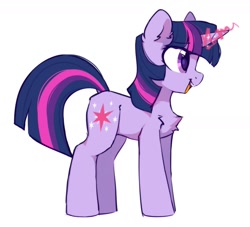 Size: 1607x1460 | Tagged: safe, artist:mirtash, imported from derpibooru, twilight sparkle, pony, unicorn, chest fluff, ear fluff, female, glowing horn, horn, mare, open mouth, profile, simple background, solo, unicorn twilight, white background