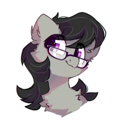 Size: 1105x1109 | Tagged: safe, artist:mirtash, imported from derpibooru, octavia melody, earth pony, pony, bust, cheek fluff, chest fluff, cute, ear fluff, female, fluffy, glasses, mare, meganekko, simple background, solo, tavibetes, white background