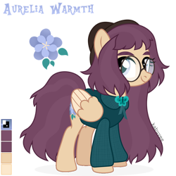 Size: 1024x1024 | Tagged: safe, artist:kabuvee, imported from derpibooru, oc, oc only, oc:aurelia warmth, pegasus, pony, clothes, female, glasses, hoodie, mare, simple background, solo, transparent background