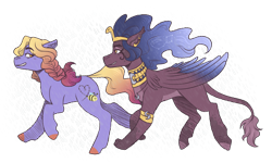 Size: 3500x2100 | Tagged: safe, artist:kikirdcz, imported from derpibooru, oc, oc only, oc:lumeria, oc:sydney azure, earth pony, pony, sphinx, female, mare, simple background, transparent background