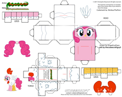 Size: 2979x2354 | Tagged: safe, edit, imported from derpibooru, pinkie pie, original species, pony, animal costume, chicken pie, chicken suit, clothes, costume, craft, cubeecraft, paper, papercraft, printable