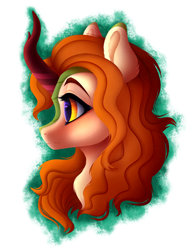 Size: 3500x4500 | Tagged: safe, artist:vetta, imported from derpibooru, autumn blaze, kirin, bust, female, portrait, simple background, solo