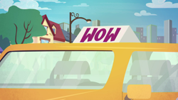 Size: 1920x1080 | Tagged: safe, edit, edited screencap, imported from derpibooru, screencap, equestria girls, equestria girls series, fomo, spoiler:eqg series (season 2), canterlot city, car, no pony, title card, wow