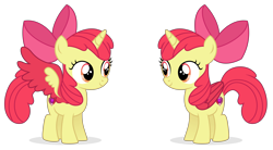 Size: 10610x5859 | Tagged: safe, artist:cirillaq, imported from derpibooru, apple bloom, alicorn, pony, absurd resolution, alicornified, bloomicorn, colored wings, commission, race swap, simple background, solo, transparent background, vector, wings