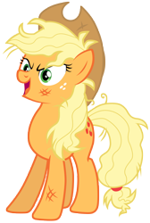 Size: 7000x10400 | Tagged: safe, artist:tardifice, imported from derpibooru, applejack, queen chrysalis, earth pony, pony, the cutie re-mark, absurd resolution, alternate timeline, chrysalis resistance timeline, cowboy hat, cutie mark, disguise, disguised changeling, fake applejack, female, freckles, hat, mare, open mouth, solo, stetson, vector