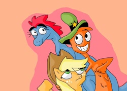 Size: 1280x928 | Tagged: safe, artist:mojo1985, imported from derpibooru, applejack, crossover, friendshipping, sylvia, sylvia (wander over yonder), unsure, wander (wander over yonder), wander over yonder