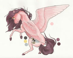 Size: 1023x822 | Tagged: safe, alternate version, artist:lady-limule, imported from derpibooru, oc, oc only, oc:wasp, pegasus, pony, colored hooves, female, mare, pegasus oc, rearing, solo, traditional art, wings