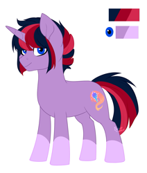 Size: 1041x1230 | Tagged: safe, artist:silentwolf-oficial, imported from derpibooru, oc, oc only, oc:star burst, pony, unicorn, coat markings, female, horn, magical lesbian spawn, mare, next generation, offspring, parent:tempest shadow, parent:twilight sparkle, parents:tempestlight, reference sheet, simple background, socks (coat marking), socks (coat markings), story included, unicorn oc, white background