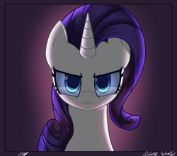 Size: 2500x2200 | Tagged: safe, artist:melanyschaffer, artist:opal_radiance, imported from derpibooru, rarity, pony, unicorn, angry, bust, female, frown, high res, looking at you, mare, portrait, solo