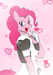 Size: 595x842 | Tagged: safe, artist:afhybrid, imported from derpibooru, pinkie pie, anthro, earth pony, clothes, cute, diapinkes, female, heart, looking at you, maid, mare, smiling, solo