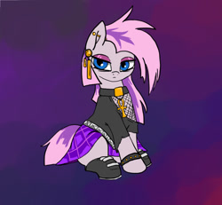 Size: 800x740 | Tagged: safe, artist:slamjam, imported from derpibooru, oc, oc:nada phase, clothes, goth, makeup, piercing