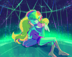 Size: 2048x1630 | Tagged: artist needed, source needed, safe, artist:0828m, imported from derpibooru, applejack, rainbow dash, equestria girls, adora, appledash, catra, female, kissing, lesbian, she-ra and the princesses of power, shipping