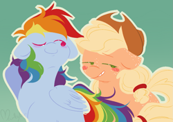 Size: 1035x730 | Tagged: artist needed, source needed, safe, imported from derpibooru, applejack, rainbow dash, appledash, female, floppy ears, lesbian, shipping