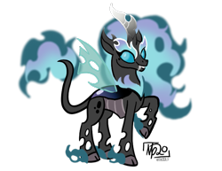 Size: 663x512 | Tagged: safe, artist:tassji-s, imported from derpibooru, oc, oc only, oc:berry blaze, changeling, hybrid, kirin, nirik, original species, kiriling, simple background, solo, species:kiriling, transparent background