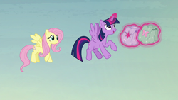 Size: 1920x1080 | Tagged: safe, imported from derpibooru, screencap, fluttershy, twilight sparkle, alicorn, pegasus, pony, the hooffields and mccolts, bag, duo, duo female, female, magic, mare, saddle bag, telekinesis, twilight sparkle (alicorn)