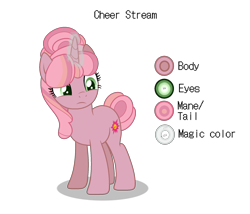 Size: 2100x1800 | Tagged: safe, artist:choisky13, imported from derpibooru, oc, oc:cheer stream, pony, unicorn, female, magic, mare, offspring, parent:cheerilee, reference sheet, simple background, solo, transparent background