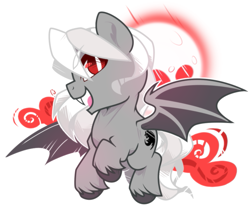 Size: 959x808 | Tagged: safe, artist:yokokinawa, imported from derpibooru, oc, oc:dracula, vampire, vampony, chibi, fangs, male, moon, red eyes, stallion