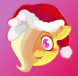 Size: 808x784 | Tagged: safe, artist:smirk, imported from derpibooru, oc, oc:mutter butter, blushing, christmas, hat, holiday, santa hat