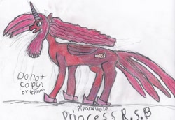 Size: 1106x762 | Tagged: safe, artist:pipandwolf, imported from derpibooru, oc, oc only, oc:high queen reddy, alicorn, pony, alicorn oc, female, horn, original character do not steal, solo, traditional art, wings