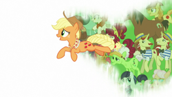 Size: 1920x1080 | Tagged: safe, imported from derpibooru, screencap, apple rose, applejack, auntie applesauce, autumn blaze, babs seed, braeburn, cherry jubilee, coloratura, flam, flim, trouble shoes, yona, yak, the last problem, flim flam brothers, older, older applejack, the magic of friendship grows
