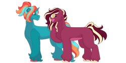 Size: 1280x640 | Tagged: safe, artist:itstechtock, imported from derpibooru, oc, oc only, earth pony, pony, unicorn, female, mare, simple background, transparent background