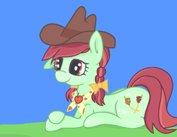 Size: 3679x2858 | Tagged: safe, artist:coffeeponee, imported from derpibooru, candy apples, earth pony, pony, apple family member, bow, cowboy hat, female, hair bow, handkerchief, happy, hat, mare, solo