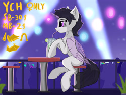 Size: 3850x2890 | Tagged: safe, artist:singovih, imported from derpibooru, oc, alicorn, earth pony, pegasus, pony, unicorn, club, cocktail, commission, crowd, female, lights, mare, ych sketch, your character here