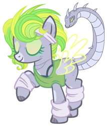 Size: 572x671 | Tagged: safe, artist:xfeatherflightx, imported from derpibooru, oc, oc only, oc:cloud drift, pegasus, pony, augmented tail, clothes, commission, eyes closed, eyeshadow, female, freckles, headband, leg warmers, makeup, mare, markings, multicolored hair, nose piercing, nose ring, piercing, raised hoof, raised leg, simple background, solo, spikes, sports bra, sweatband, tanktop, white background, ych result