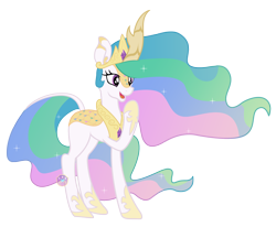 Size: 2000x1651 | Tagged: safe, artist:lovinglypromise, imported from derpibooru, princess celestia, kirin, pony, female, jewelry, kirin celestia, kirin-ified, mare, open mouth, regalia, show accurate, simple background, solo, species swap, transparent background