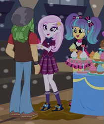 Size: 523x622 | Tagged: safe, artist:thedarkpony, edit, edited screencap, imported from derpibooru, screencap, fleur-de-lis, pixel pizazz, sandalwood, equestria girls, friendship games, clothes, cropped, crystal prep academy uniform, female, male, mud, mud edit, muddy shoes, plaid skirt, pleated skirt, school uniform, shoes, skirt