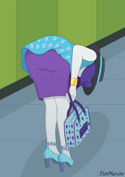 Size: 4961x7016 | Tagged: safe, artist:donmarcino, imported from derpibooru, rarity, equestria girls, ass, bag, bent over, bracelet, butt, canterlot high, clothes, dress, female, handbag, hat, high heels, indoors, jewelry, pencil skirt, rarity peplum dress, rarity's handbag, rearity, shoes, skirt, solo, standing