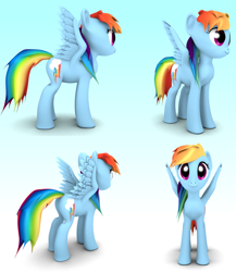 Size: 1390x1600 | Tagged: safe, artist:jesterkatz, imported from derpibooru, rainbow dash, pegasus, pony, 3d, blender, cutie mark, simple background, solo, standing