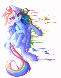 Size: 519x662 | Tagged: safe, artist:spectrasus, imported from derpibooru, rainbow dash, pegasus, pony, backwards cutie mark, cheek fluff, chest fluff, ear fluff, female, hoof fluff, leg fluff, looking at you, mare, smiling, solo