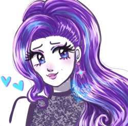Size: 1024x1005 | Tagged: safe, artist:faerierune, imported from derpibooru, starlight glimmer, human, ear piercing, earring, humanized, jewelry, piercing, smiling, solo