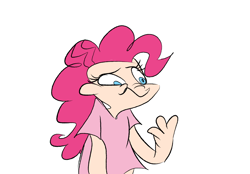 Size: 1280x890 | Tagged: safe, artist:mirabuncupcakes15, imported from derpibooru, pinkie pie, human, alternate hairstyle, clothes, female, humanized, shirt, simple background, solo, t-shirt, white background