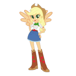 Size: 1280x1280 | Tagged: safe, edit, editor:mario101, imported from derpibooru, applejack, human, pegasus, equestria girls, flapplejack, humanized, owner:mario101, ponied up, race swap, simple background, solo, transparent background, wings