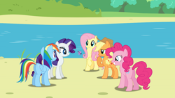 Size: 1280x720 | Tagged: safe, artist:dashiesparkle edit, artist:estories, artist:skie-vinyl, edit, editor:jaredking203, imported from derpibooru, vector edit, applejack, fluttershy, pinkie pie, rainbow dash, rarity, twilight sparkle, alicorn, earth pony, pegasus, pony, unicorn, female, mane six, mare, micro, size difference, story included, twilight sparkle (alicorn), vector