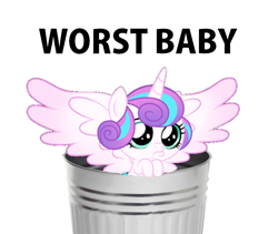 Size: 756x638 | Tagged: safe, imported from derpibooru, princess flurry heart, alicorn, pony, 1000 hours in ms paint, abuse, baby, baby pony, background pony strikes again, crying, female, flurrybuse, go to sleep sombra, op is a duck, op is right, op is right you know, op is trying to start shit, op is trying to start shit so badly that it's kinda funny, sad, solo, trash can, worst pony