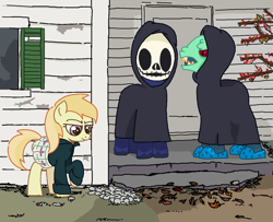 Size: 1276x1038 | Tagged: safe, artist:kleyime, imported from derpibooru, noi, oc, earth pony, pony, album cover, brand new, clothes, costume, mask, ms paint, ponified, ponified album cover, skeleton costume, the devil and god are raging inside me