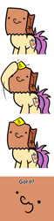 Size: 715x2900 | Tagged: safe, artist:paperbagpony, imported from derpibooru, oc, oc:paper bag, pony, unicorn, comic, fake cutie mark, post it notes, post-it