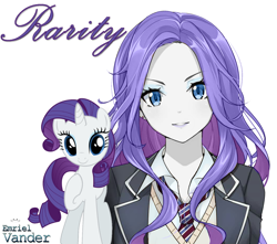 Size: 1198x1060 | Tagged: safe, artist:emrielvander, imported from derpibooru, rarity, pony, unicorn, equestria girls, anime, clothes, school uniform, self ponidox