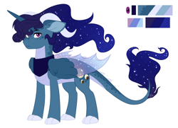 Size: 1841x1335 | Tagged: safe, artist:silentwolf-oficial, imported from derpibooru, oc, oc only, oc:eclipse, dracony, dragon, hybrid, pony, ethereal mane, ethereal wings, hybrid wings, interspecies offspring, magical lesbian spawn, male, next generation, offspring, parent:princess ember, parent:princess luna, parents:emberluna, reference sheet, simple background, solo, starry mane, white background, wings