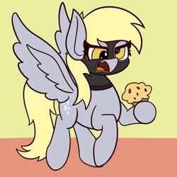 Size: 3000x3000 | Tagged: safe, artist:mrneo, imported from derpibooru, derpy hooves, pegasus, pony, balaclava, food, muffin, solo