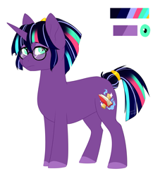 Size: 1419x1561 | Tagged: safe, artist:silentwolf-oficial, imported from derpibooru, oc, oc only, oc:nova, pony, unicorn, colored hooves, female, glasses, horn, magical lesbian spawn, mare, next generation, offspring, parent:tempest shadow, parent:twilight sparkle, parents:tempestlight, reference sheet, simple background, solo, story included, tail wrap, unicorn oc, white background