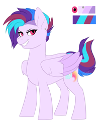 Size: 1233x1474 | Tagged: safe, artist:silentwolf-oficial, imported from derpibooru, oc, oc only, oc:cloud chaser, pegasus, pony, grin, pegasus oc, reference sheet, simple background, smiling, solo, two toned wings, white background, wings