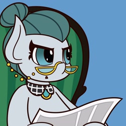 Size: 3000x3000 | Tagged: safe, artist:mrneo, imported from derpibooru, cloudy quartz, earth pony, pony, chair, down beat bear, look of disapproval, meme, newspaper, ponified meme, solo, tom and jerry, tom reading the newspaper