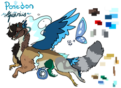 Size: 1280x930 | Tagged: safe, artist:ayartzramen, imported from derpibooru, oc, oc only, oc:poseidon aquarius, draconequus, hybrid, interspecies offspring, offspring, parent:discord, parent:princess celestia, parents:dislestia, reference sheet, simple background, solo, transparent background