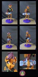 Size: 2500x5000 | Tagged: safe, artist:dantethehuman, imported from derpibooru, scootaloo, anthro, unguligrade anthro, clothes, craft, figurine, hoodie, irl, older, photo, shorts, skateboard, solo