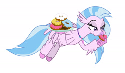 Size: 2248x1313 | Tagged: safe, artist:digimonlover101, artist:shootingstarsentry, edit, imported from derpibooru, vector edit, silverstream, hippogriff, donut, female, food, simple background, solo, vector, white background